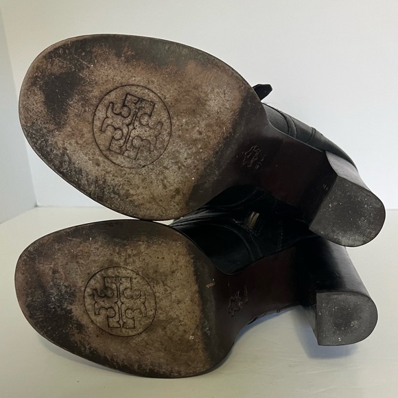 Tory Burch Boots Women’s 8.5 Jaden Strap Double Buckle Stack Heel Black … - Picture 8 of 11